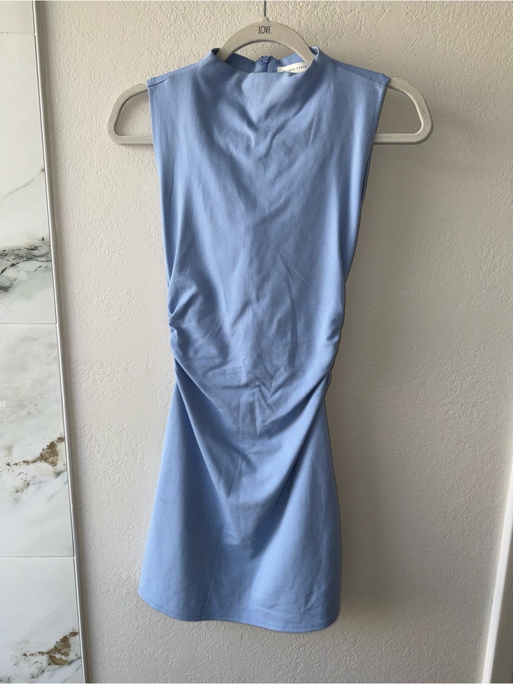 Altar’d State Sleeveless Light Blue Ruched Waist Dress